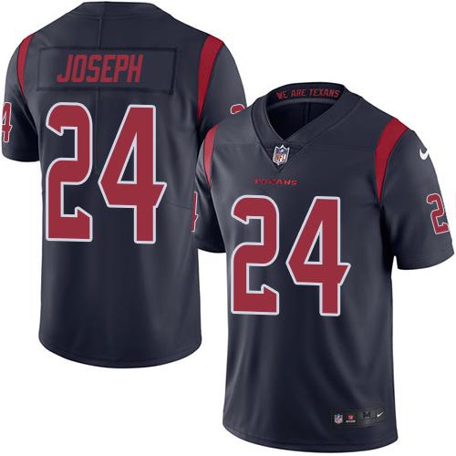 Nike Texans #24 Johnathan Joseph Navy Blue Men's Stitched NFL Limited Rush Jersey - Click Image to Close